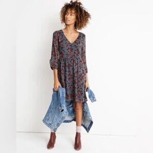 Madewell Moonblossom Ruffle Sleeve Dress Winter Orchid